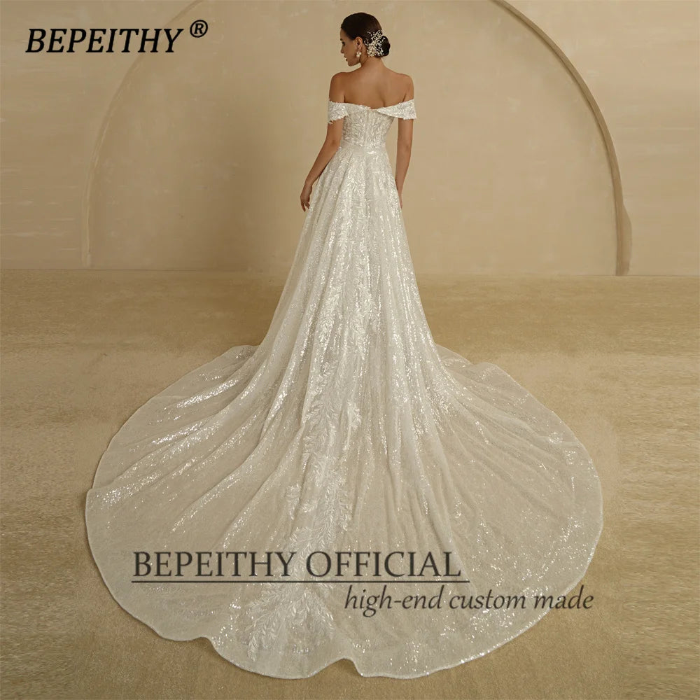 White Bridesmaid Dresses: Ivory Sequins Mermaid Wedding Dresses For Women