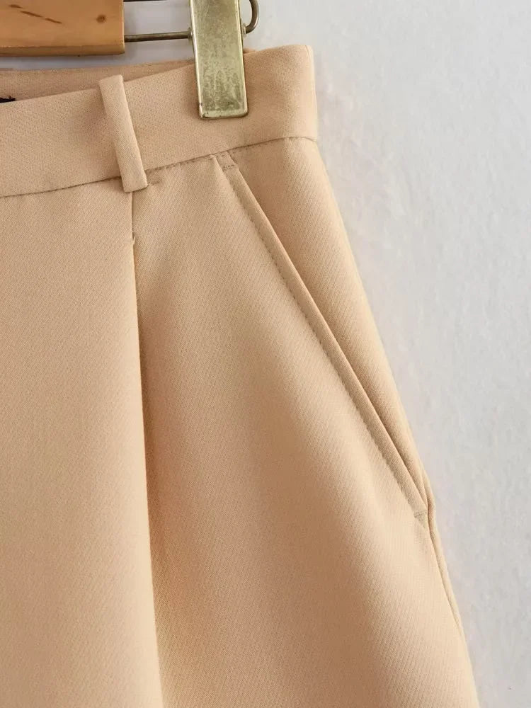 HXAO Female Shorts Black Pink Shorts Woman Summer 2024 Pleated Baggy White Shorts For Women Casual High Waist Short Pants