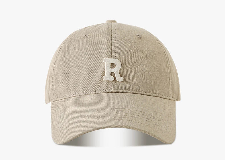 Large Head Circumference Baseball Cap Men's and Women's Dome Hat Soft Top Cap 60/65cm Sun Protection  Letter R Hat Adult Caps