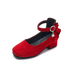 Little Girls Leather Shoes High Heel Baby Girls Party Shoes Bowknot Kid High Heel Shoes