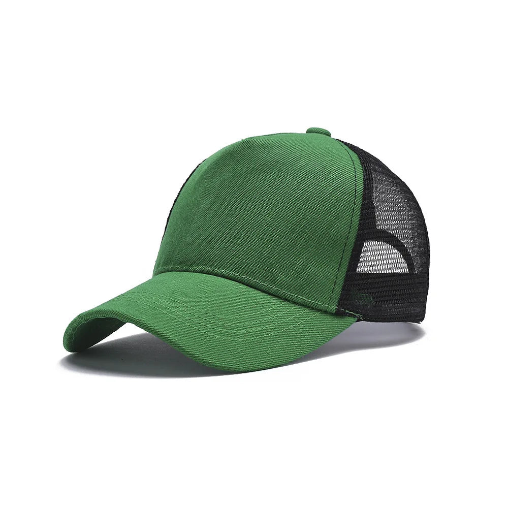 Blank 5 Pane Mesh Baseball Cap Mens And Women Curved Snapback Hats Summer Sunshade Sun Hat Simple Trucker Cap gorras casquette