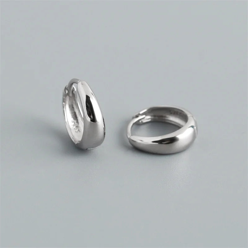 WANTME 925 Sterling Silver Simple Statement Matte Large Huggies Hoop Earrings for Men Women Fine Gothic Punk Charms S925 Jewelry