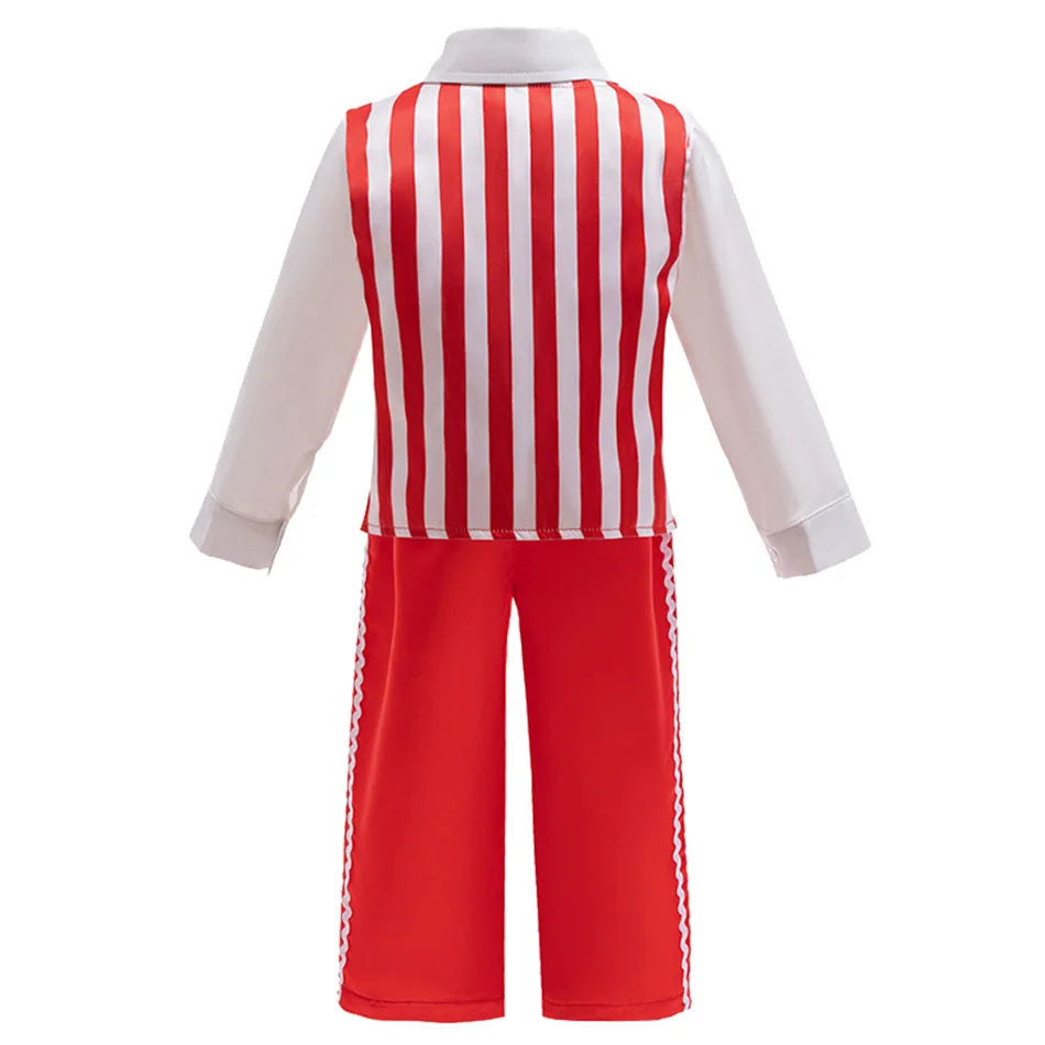 Boys Christmas Suits Xmas Event Festival Party Costume Set Kids Long Sleeves Red White Stripes Bowtie Prom Outfits Toddler Gift