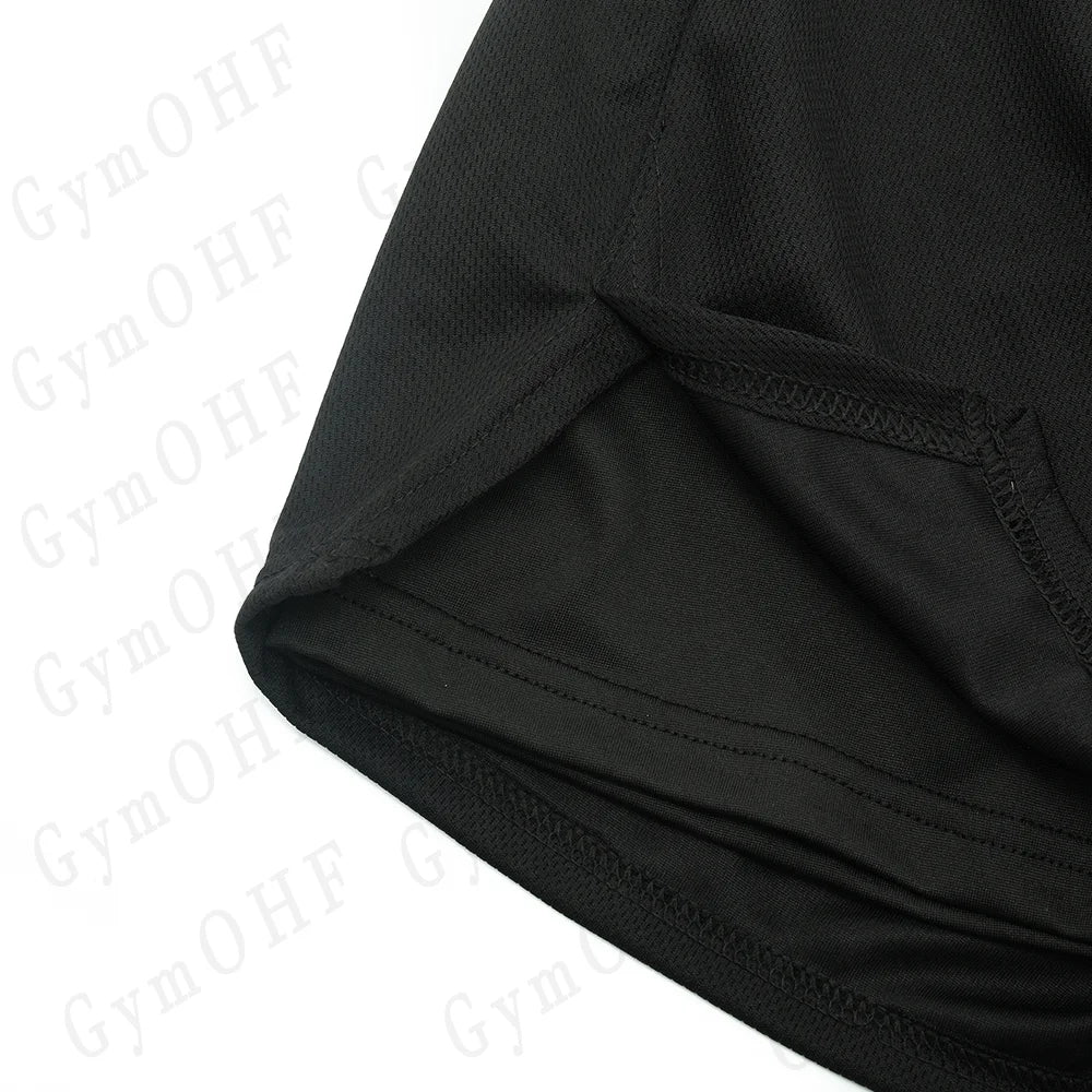 Funny Face 2 in 1 Shorts T Shirt Suits Men's Fitness Breathable Second Skin Compression Shirts Sets Gym Double Deck Shorts