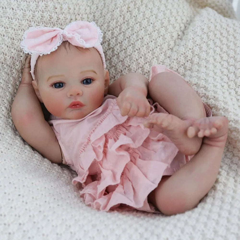 Baby Dolls Like Real Bebe Reborn Silicone Vinyl Full Body 45cm Realistic Newborn Girl Painted Babies Lifelike Doll Toy Gifts