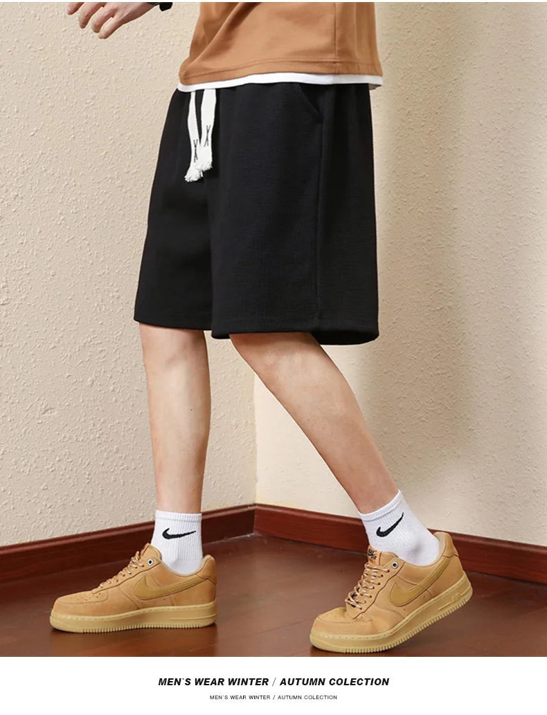 Men's Bermuda Shorts Loose Straight Barrel Beach Shorts Fashion Knitted
