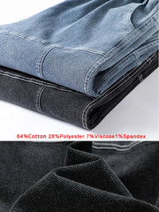 Men's Jeans Fashion Drawstring Stretched Cotton Baggy Denim Jogger Pants Men