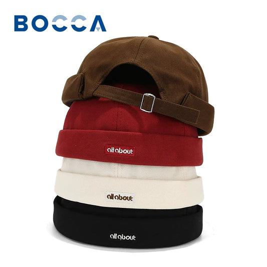 Bocca Letter Embroidery Docker Cap Without Visor Brimless Caps Solid Colors Retro Beanie Hat Adjustable Hip Hop Fashion Street
