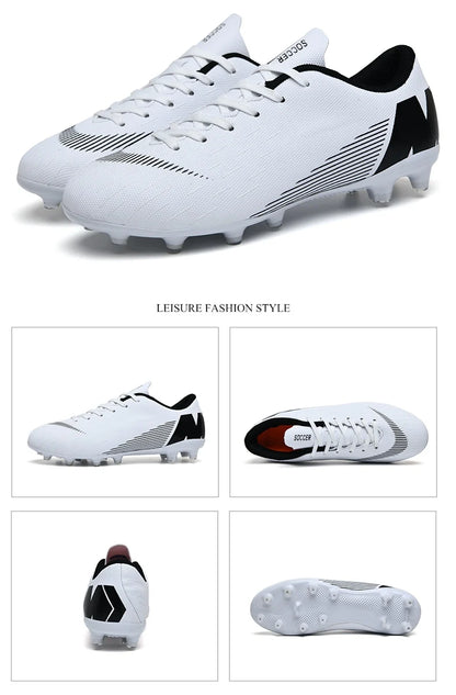 White Men's Football Boots Turf Sneakers Low-cut Soccer Shoes for Men Outdoor