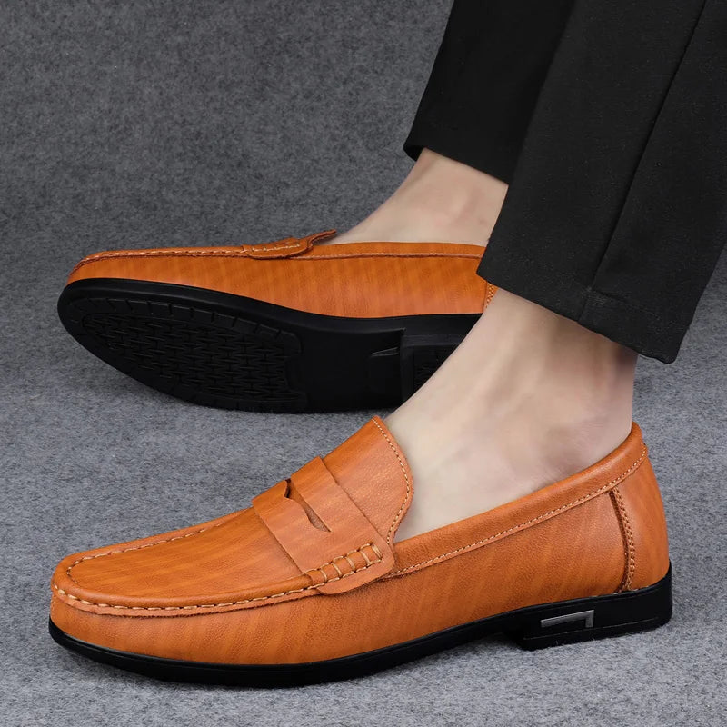 Plus Size Men Loafers Slip On Leather Casual Shoes For Men Moccasins New Spring Formal Footwear