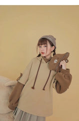 3XL Harajuku Aesthetic Bear Anime Hoodie Women Korean Kawaii Crewneck Long Sleeve