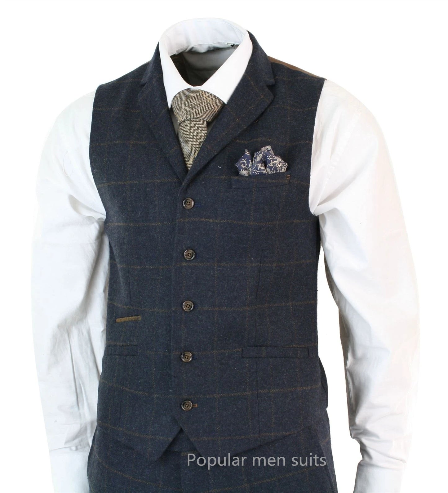 (Jacket+Vest+Pants) New Three-piece Male Formal Business Plaid Tweed Suit Groom Wedding Dress Notch Lapel Blazer Mens Suit