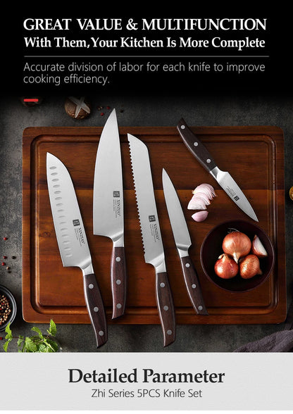 High Carbon Germany 1.4116 Stainless Steel 5PCS Kitchen Knife Set