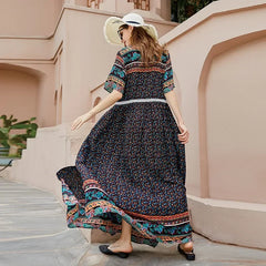 Bohemian vintage oversized dress Hainan Sanya vacation chubby mm beach skirt dress