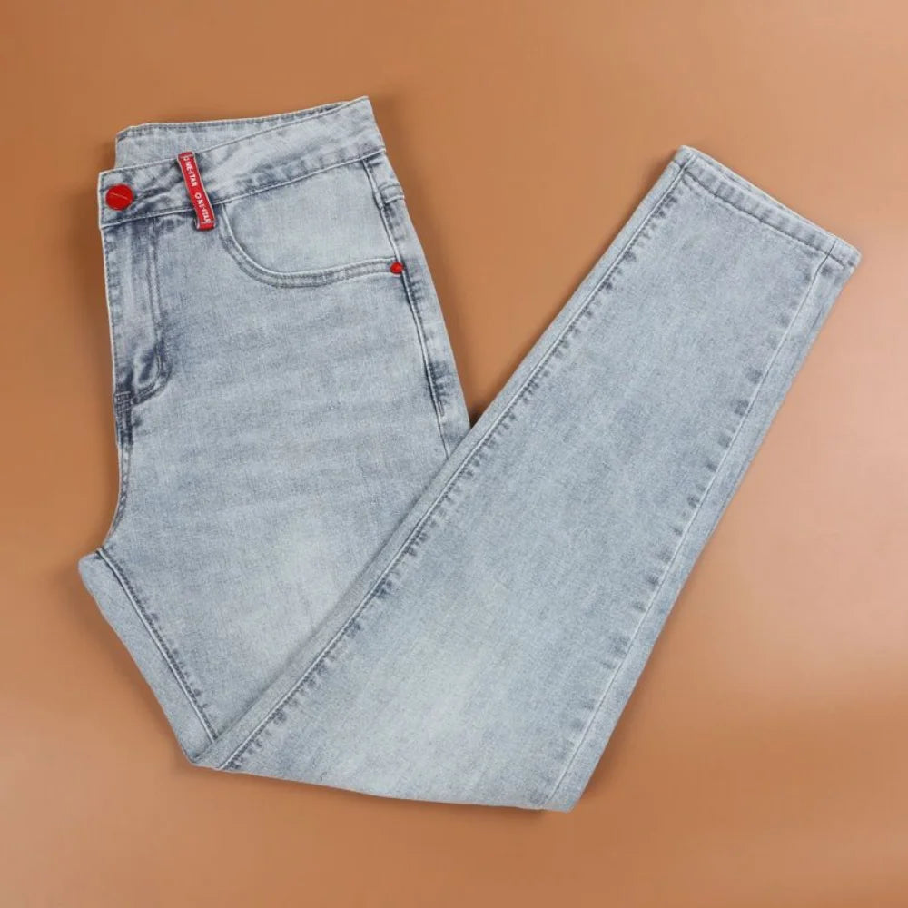 Jeans Men Fashion Hole Streetwear Straight Jeans Spring Summer Moto & Biker Skinny