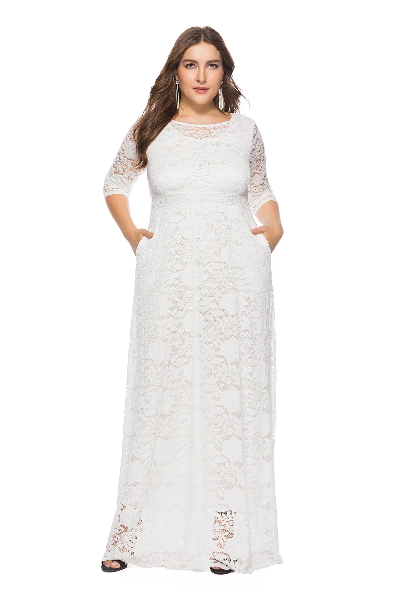XL-6XL Plus Size African Dresses for Women Elegant African O-neck Lace Wedding Party Evening Maxi Dress Dashiki Africa Clothing