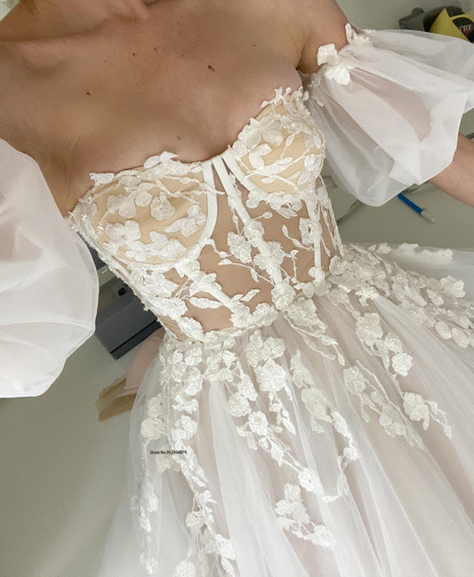 White Bridesmaid Dresses: Wedding Dresses Champagne Liner Tulle Appliques