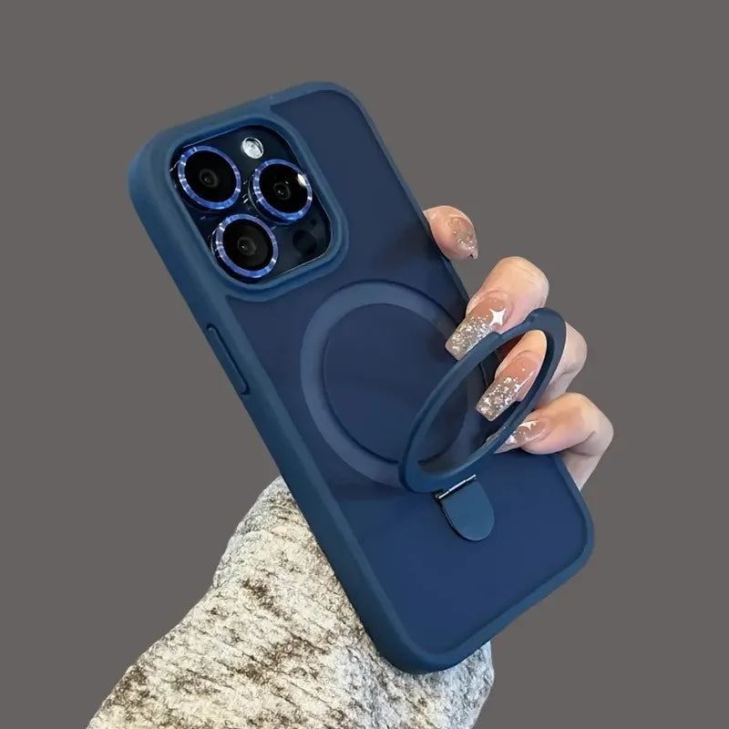 Luxury Magnetic Holder Armor Shockproof Wireless Charging Phone Case for iPhone 17 16 15 14 13 12 11 Pro Max 17 Air Cases Cover