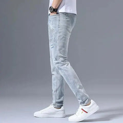 Fashion Stretch Denim Jeans Men's Spring Autumn Ripped Retro