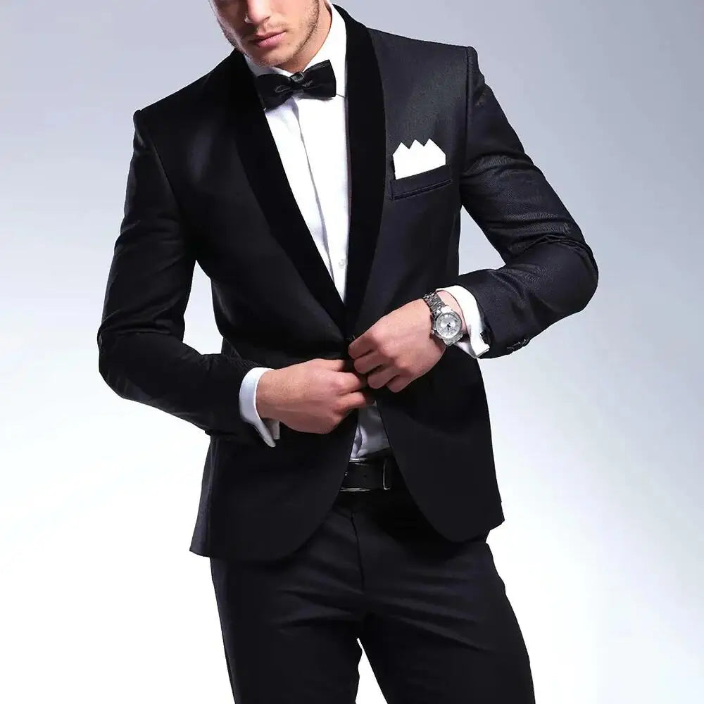 Tuxedo for Mens: Slim Fit Black Men Suit Two-piece (Jacket+Pants) Handsome