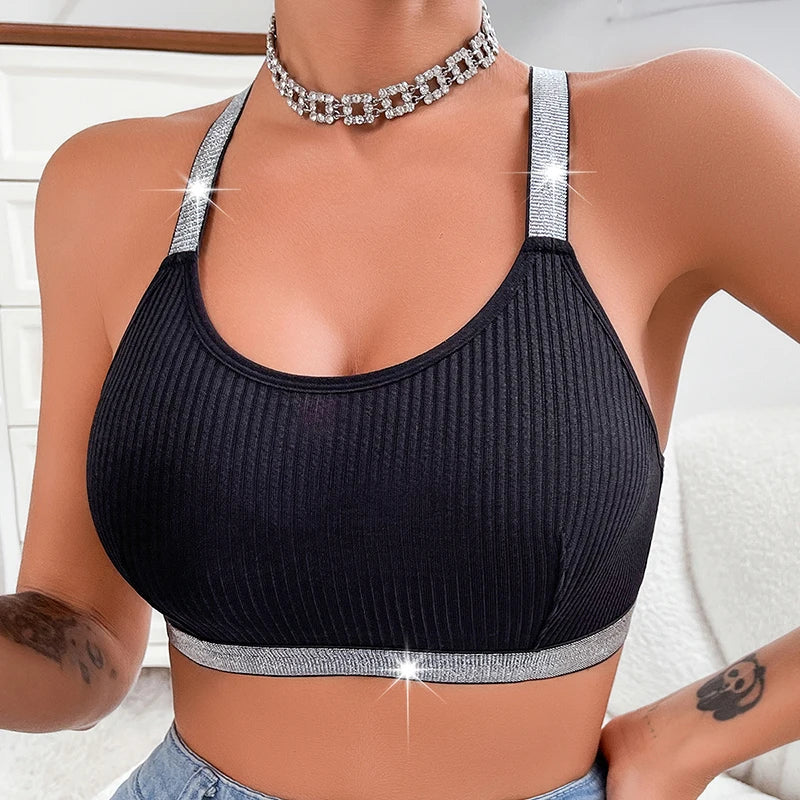 Ribbed Sportswear Fitness Women Underwear Yoga Tanks Top Backless Lingerie