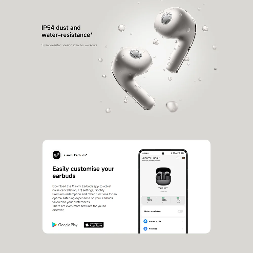 Original Xiaomi Buds 5 Earphone TWS AI Active Noise Cancelling HiFi Wireless Bluetooth Sound Recording Headphone Lossless Audio