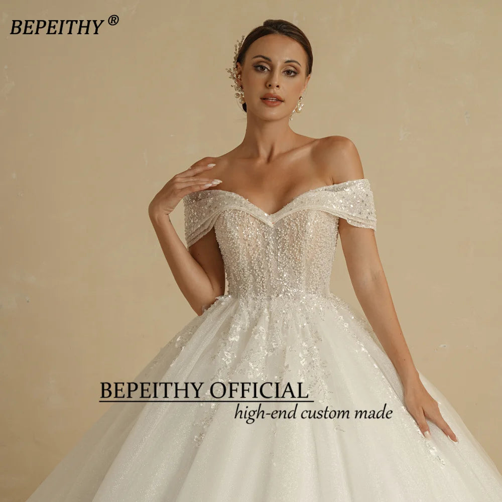 White Bridesmaid Dresses: Ivory Beading Princess Wedding Dresses For Bride