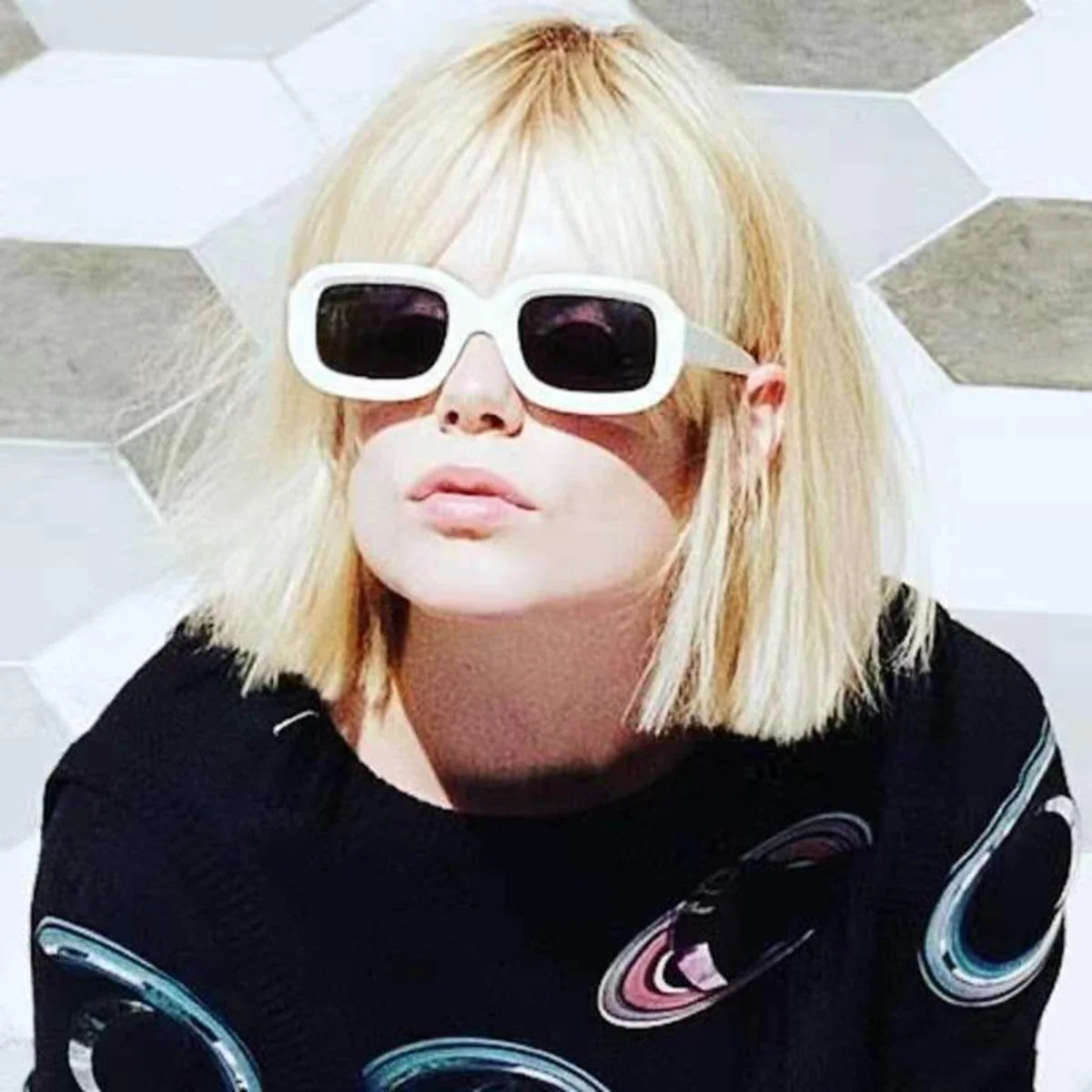 3/pcs 2pcs/set Women's Black White Plastic Frame Square Beach shade Fashionable glasses