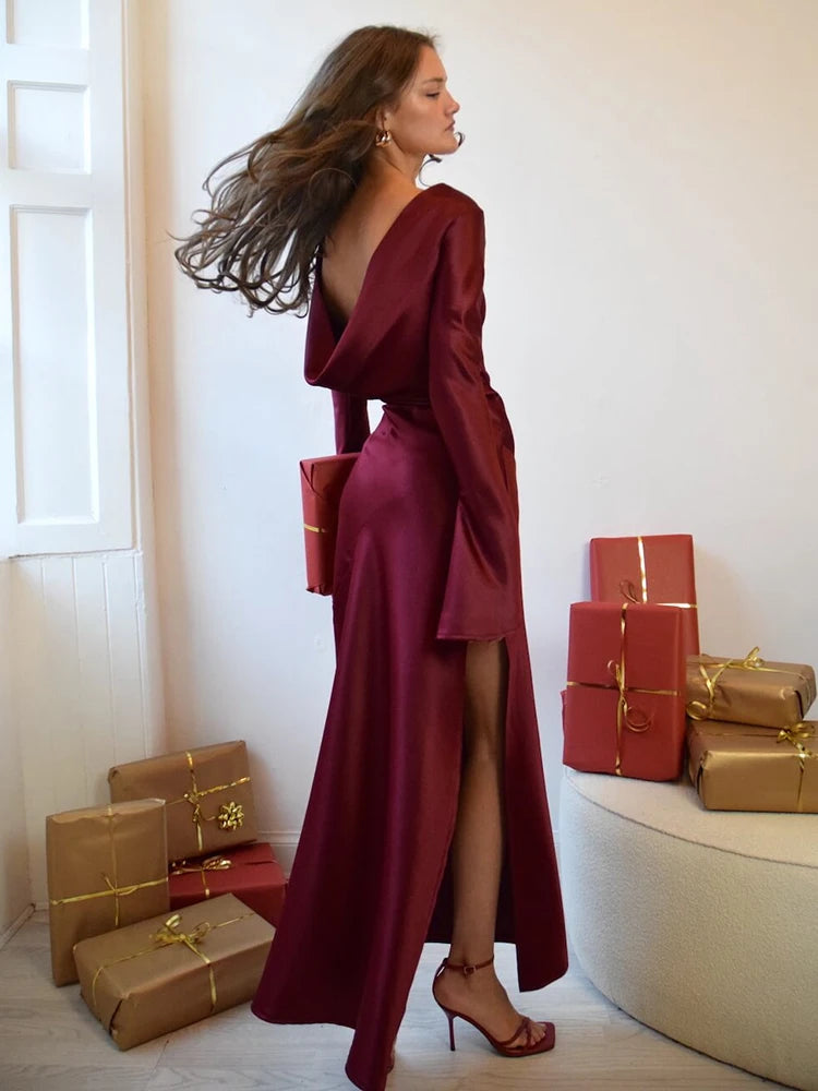 Evening Dresses: Elegant Dress Women Long Sleeve Dress Bodycon
