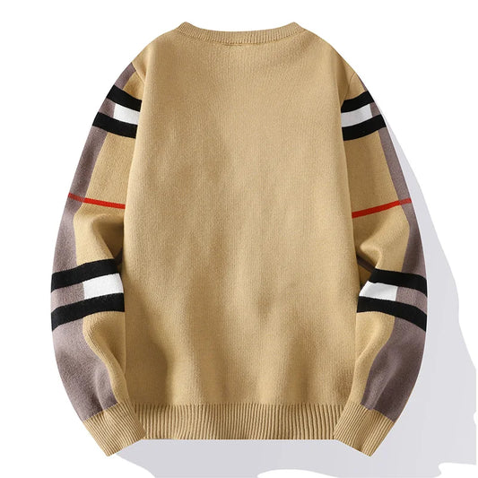Autumn/Winter Fashion Luxury Men's Classic Casual Stripe Checkered Pullover