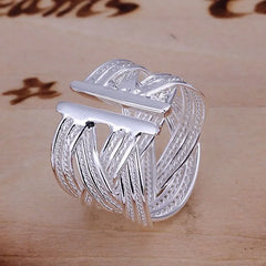 jewelry 925 Sterling silver open ring engagement wedding Bridal fashion