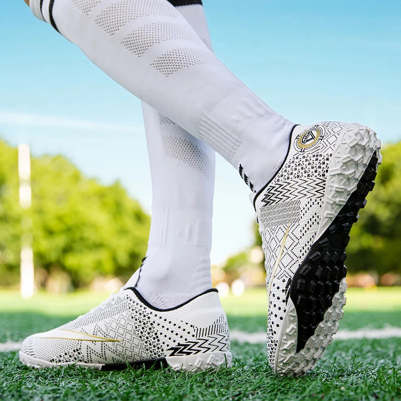 Professional Unisex Soccer Shoes Long Spikes TF Ankle Football Boots