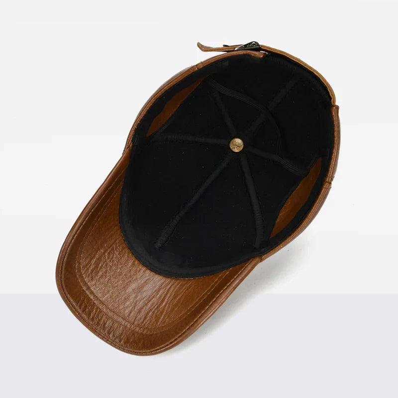 2026 Adjustable Men's Genuine Cowhide Leather Baseball Cap for Fall Winter Outdoor Sports Hat Men Real Cowhide Leather Caps
