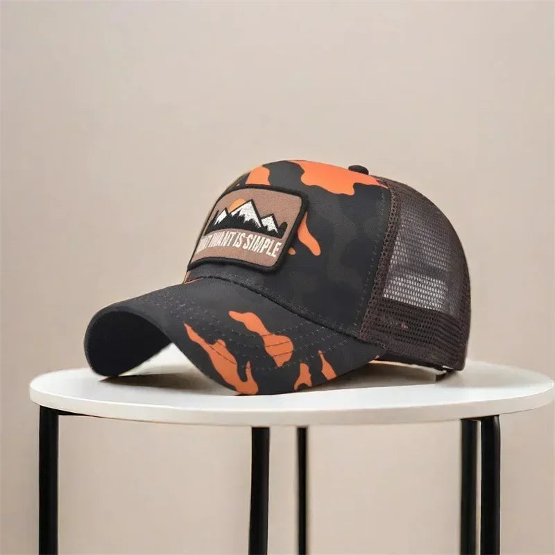 Letter Mesh Breathable Hat Women Men Embroidery Blocking Baseball Cap Sunshade Outdoor Sports Cycling Travel Sun Hat Dad Hat