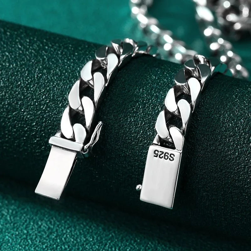 100% S925 Sterling Silver Necklace Bracelet Punk S925 Silver Jewelry Never Fade Carry certificate Men Women Jewelry Gifts