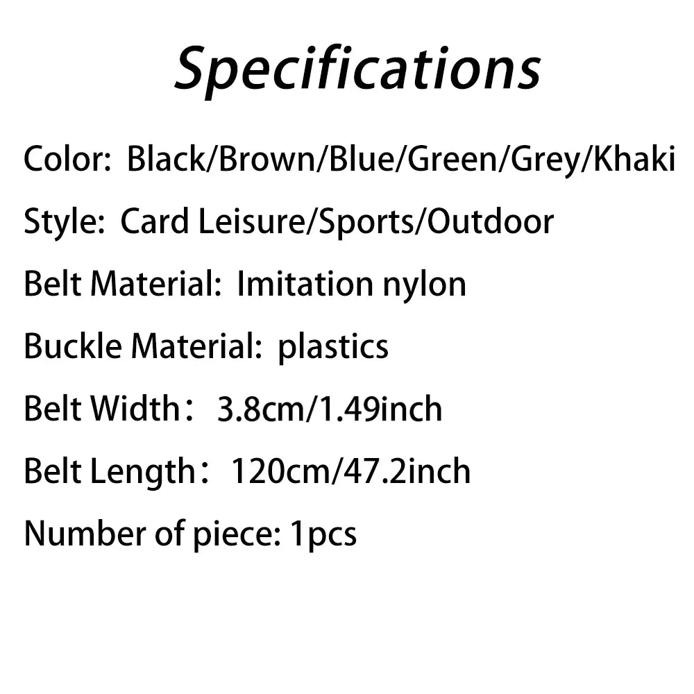 Men's Outdoor Tactical Belt - No Metal Buckle (Plastic), Nylon Canvas Woven, Heavy Duty High Quality Webbing