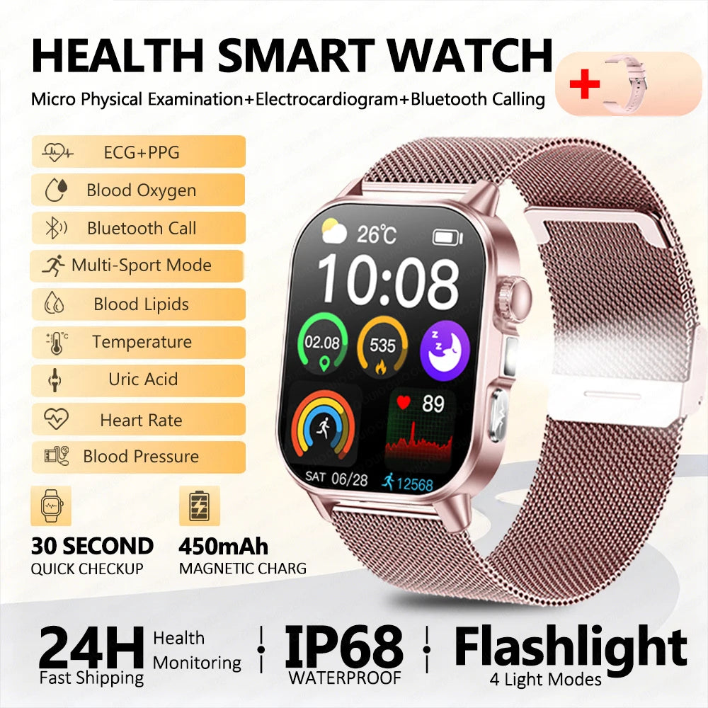 Body Composition analysis Monitoring Smart Watch Men ECG Heart Rate Blood pressure Uric Acid Health Tracker Smartwatches 2026New