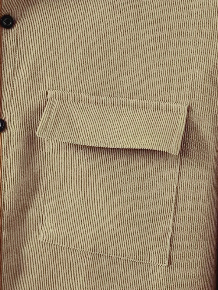Men's suit Solid color corduroy suit Long sleeve shirt and pants casual suit