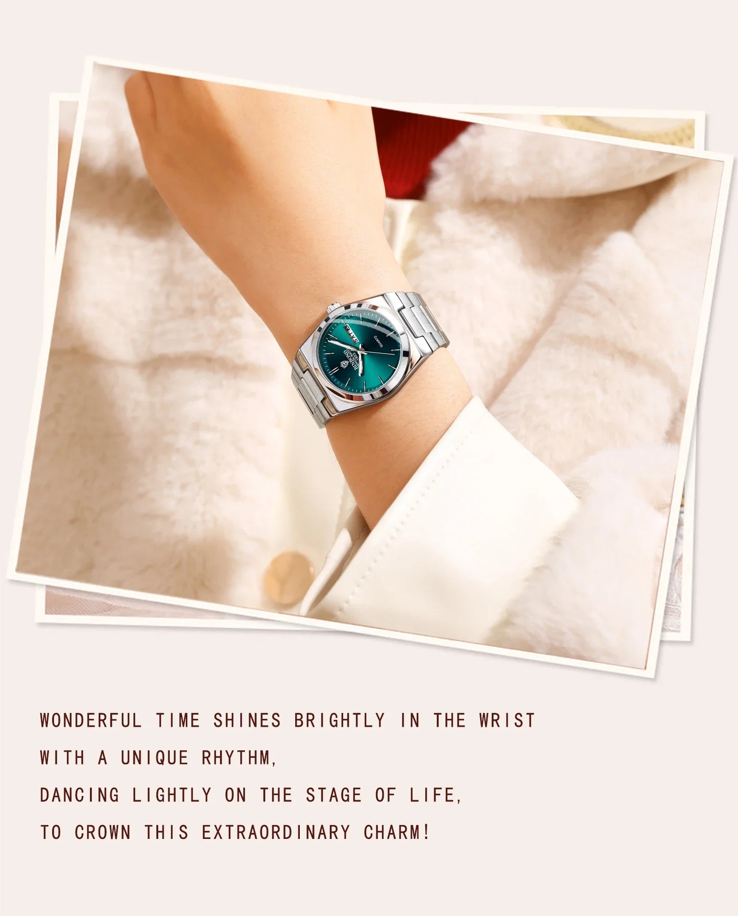 BINBOND 103 Business Women's Quartz Watch Waterproof Double Calendar Night Light Non Mechanical Ultra Thin Women's Quartz Watch