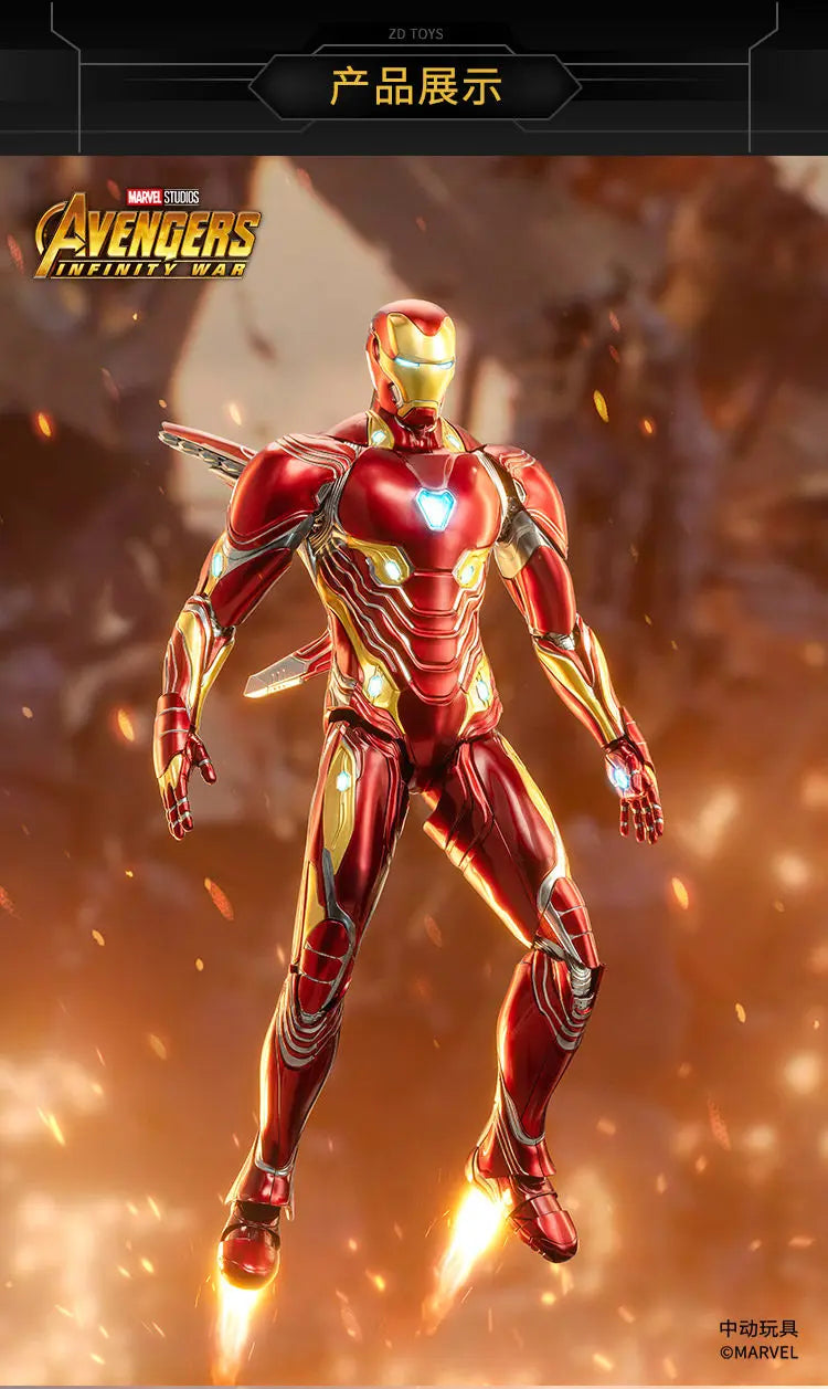 ZDTDS Original 1/5 36CM Iron Man MK50 MK3 LED lighting 10th Anniversary Memorial Collect Tony Stark Model Action Figure Gift