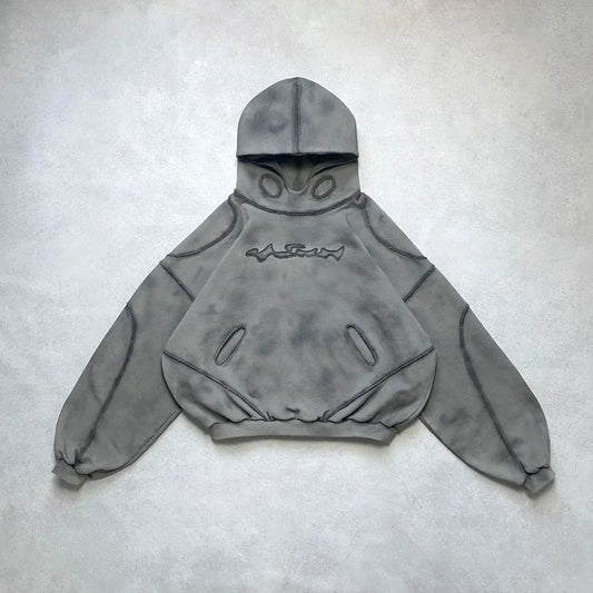 Y2k Streetwear Hoodie Gothic Retro Three Dimensional Line Hooded Sweatshirt