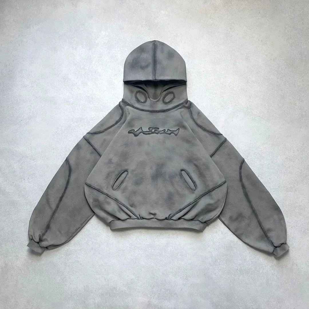 Y2k Streetwear Hoodie Gothic Retro Three Dimensional Line Hooded Sweatshirt