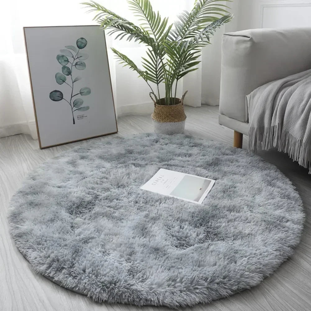 Circle Round Shaggy Rug Tie-dye Plush Carpet Living Room Bedroom Carpet Floor Mat