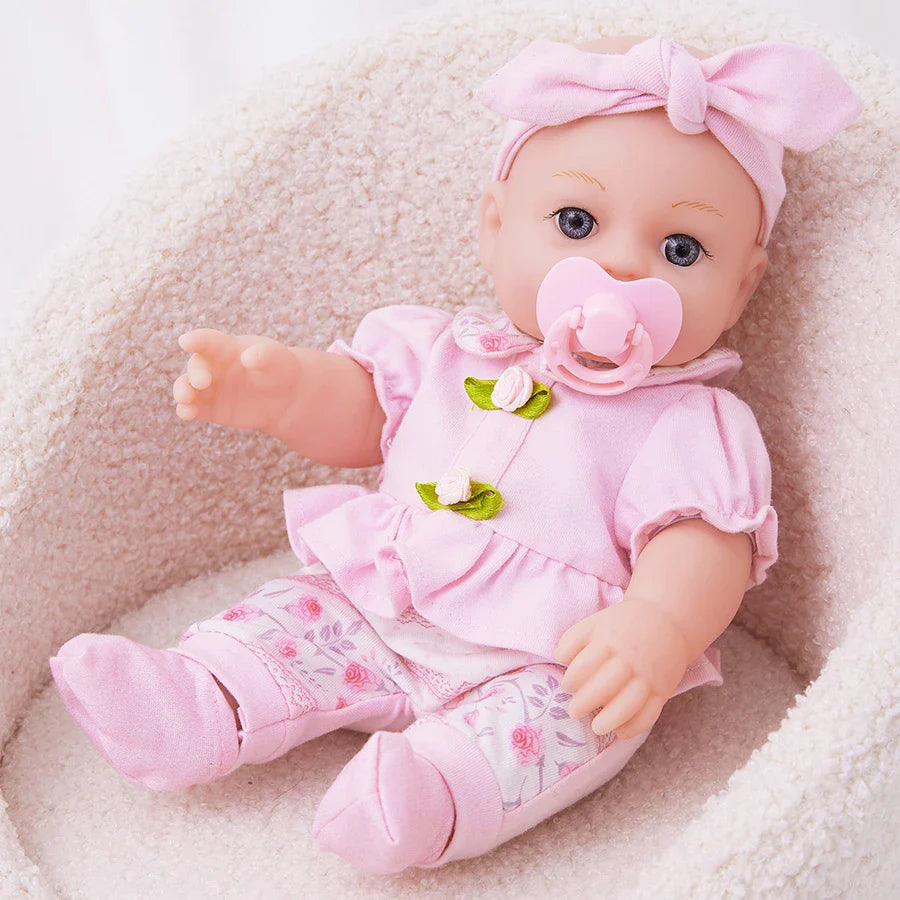 Simulation doll cute pink clothes with sleeping bag 30CM reincarnation doll girl gift