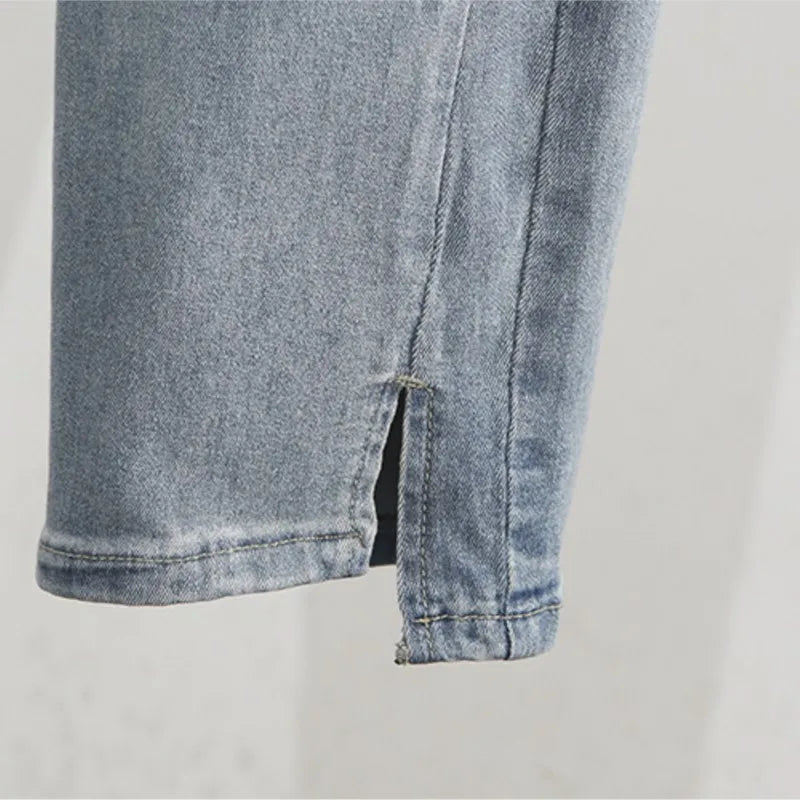 Autumn Plus Size Jeans Women Clothes Fashion High Waist Stretch Denim