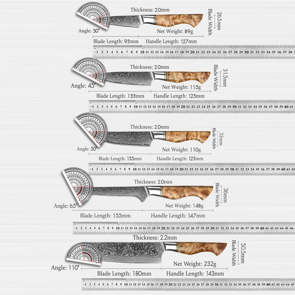 Kitchen Knife Set 1-7PC Damascus Steel knives Chef Knife Kitchen