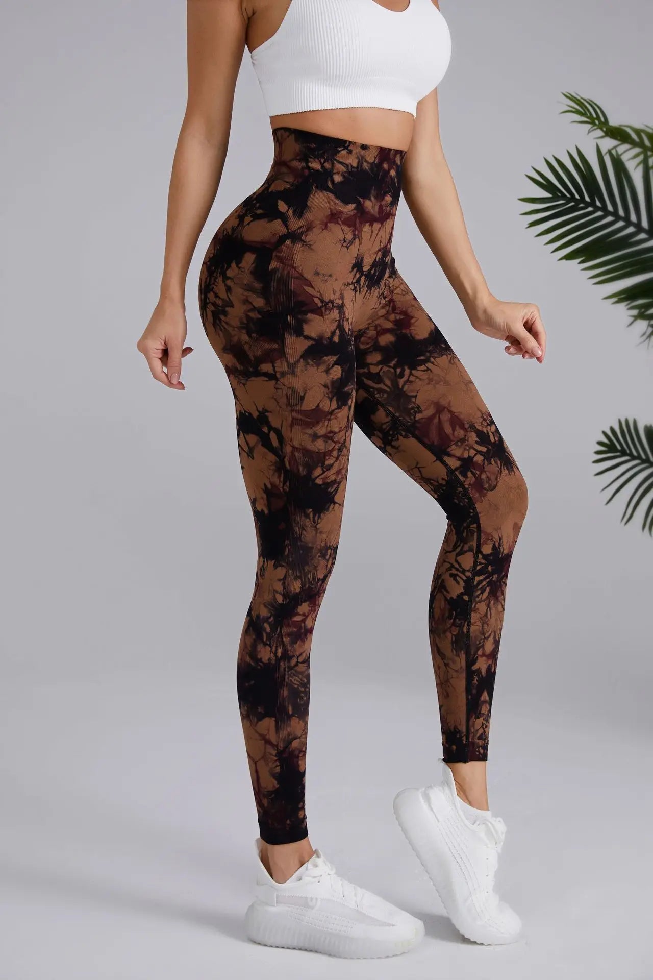 Seamless Peach Yoga Pants Women's Dual Color Tie Dye Tie Float High Waist Sports