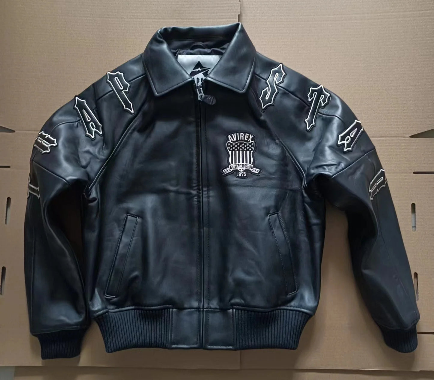 collaborative French lamb leather genuine leather jacket men's