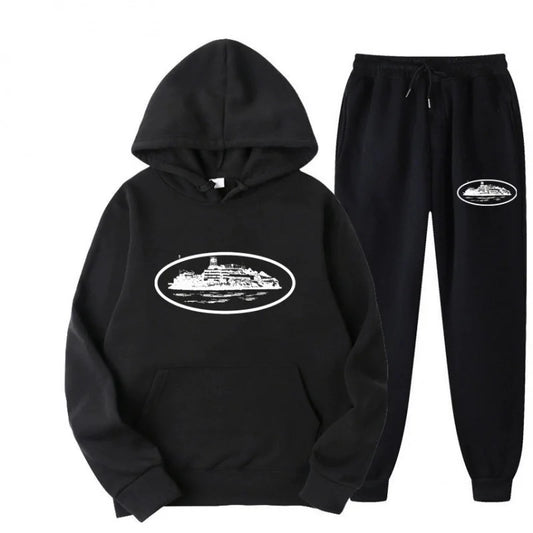 NICE Loose Unisex Fleece-lined Printed Sweatshirt Hoodie Set Devil Prisoner Pattern New Female Casual Comfortable T