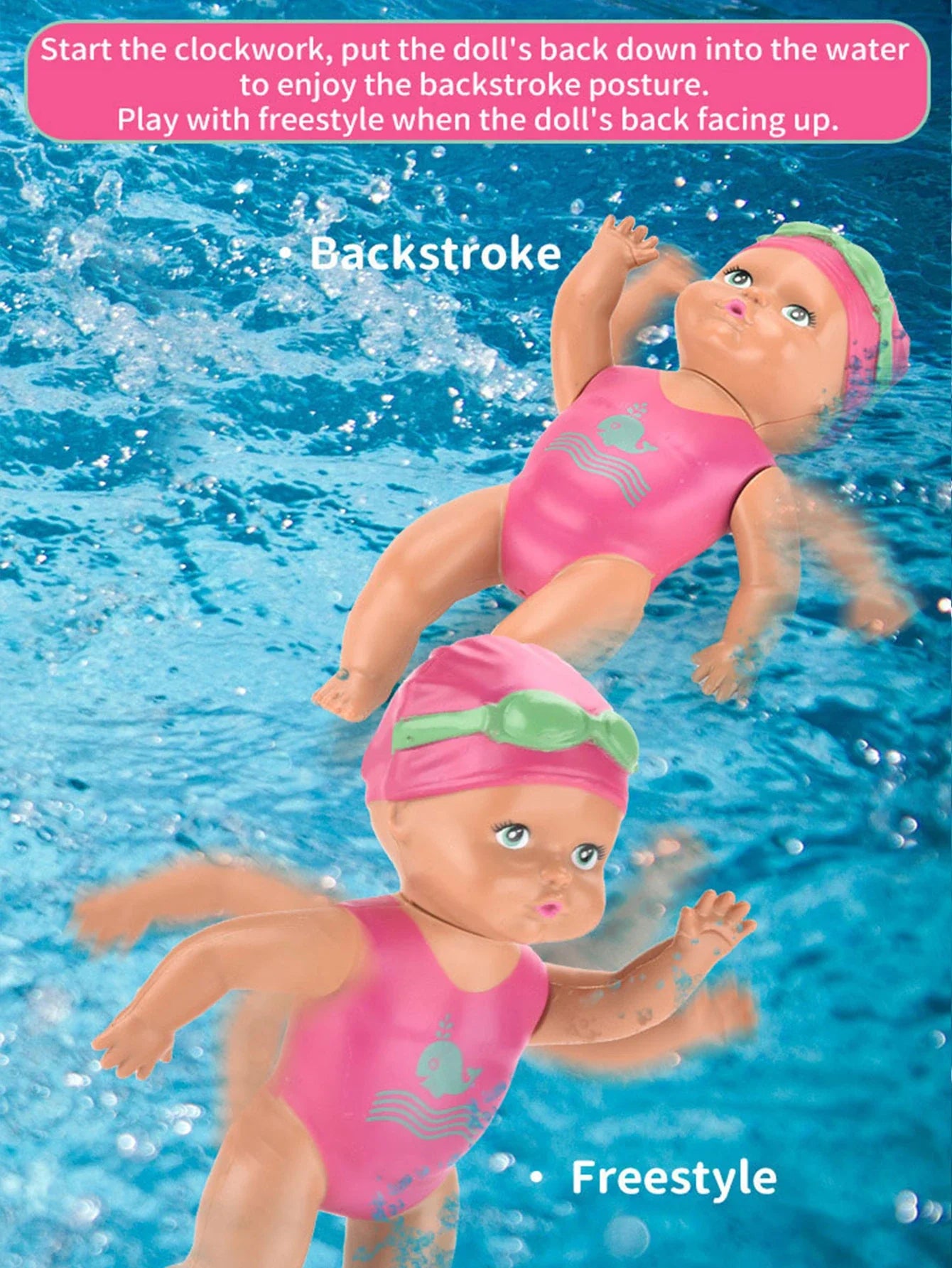 1pcs 6 Inch Mini Swimming Doll Kids Bathroom Bath Toy Baby Bathtub Toy on chain automatic Swimming Little Doll